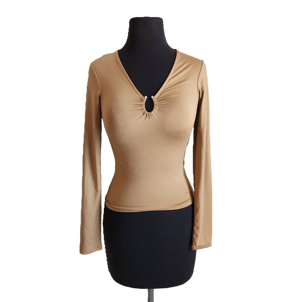 H&M Women's Long Sleeve V-neck Buckle Detail Top XS